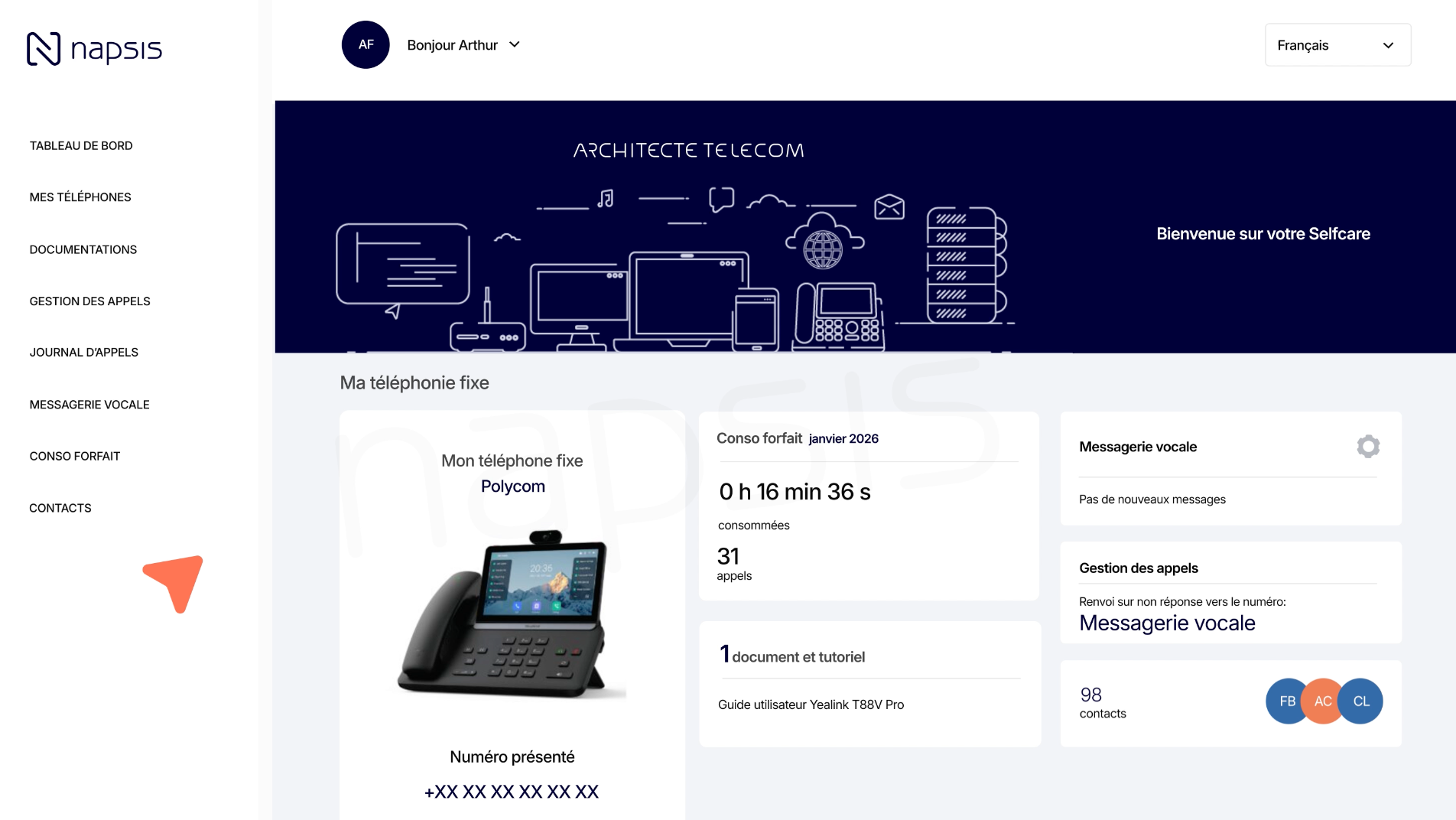Aperçu du tutoriel : Application téléphonie utilisateur (montableaudebord)